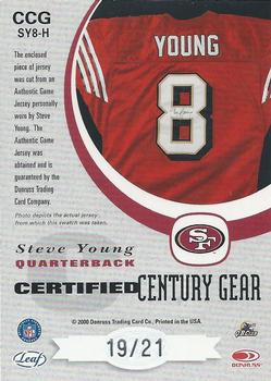 2000 Leaf Certified - Certified Century Gear #CCG SY8-H Steve Young Back