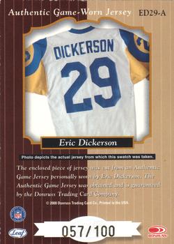 2000 Leaf Certified - Heritage Collection #ED29-A Eric Dickerson Back