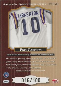 2000 Leaf Certified - Heritage Collection #FT10-H Fran Tarkenton Back