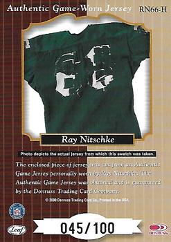 2000 Leaf Certified - Heritage Collection #RN66-H Ray Nitschke Back
