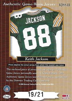 2000 Leaf Certified - Heritage Collection Century #KJ88-H Keith Jackson Back