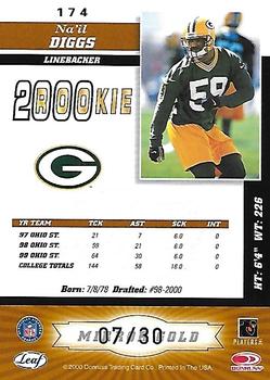 2000 Leaf Certified - Mirror Gold #174 Na'il Diggs Back