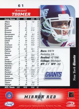 2000 Leaf Certified - Mirror Red #61 Amani Toomer Back