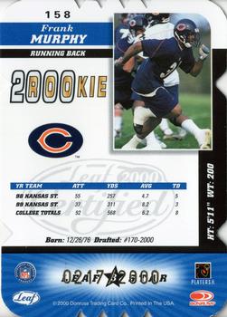 2000 Leaf Certified - Rookie Die Cuts #158 Frank Murphy Back