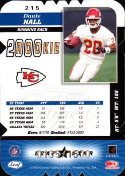 2000 Leaf Certified - Rookie Die Cuts #215 Dante Hall Back