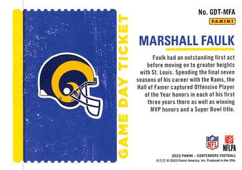 2022 Panini Contenders - Game Day Ticket #GDT-MFA Marshall Faulk Back