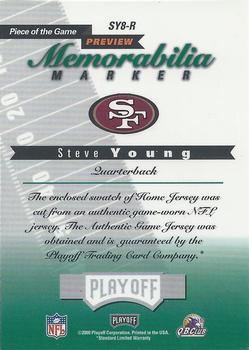2000 Leaf Limited - Piece of the Game Previews #SY8-R Steve Young Back
