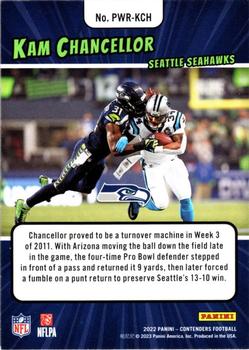 2022 Panini Contenders - Power Players Emerald #PWR-KCH Kam Chancellor Back