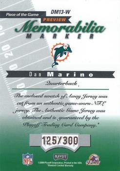 2000 Leaf Limited - Piece of the Game Previews Third Down #DM13-W Dan Marino Back