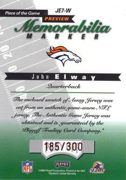 2000 Leaf Limited - Piece of the Game Previews Third Down #JE7-W John Elway Back