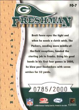 2000 Leaf Rookies & Stars - Freshman Orientation #FO-7 Bubba Franks Back