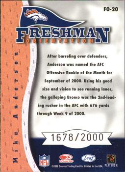 2000 Leaf Rookies & Stars - Freshman Orientation #FO-20 Mike Anderson Back