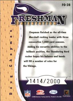 2000 Leaf Rookies & Stars - Freshman Orientation #FO-28 Doug Chapman Back