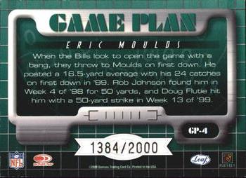 2000 Leaf Rookies & Stars - Game Plan #GP-4 Eric Moulds Back