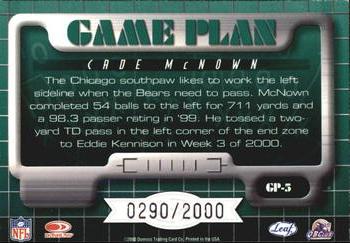 2000 Leaf Rookies & Stars - Game Plan #GP-5 Cade McNown Back