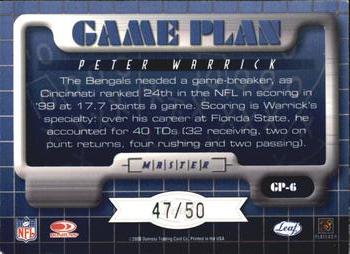 2000 Leaf Rookies & Stars - Game Plan Masters #GP-6 Peter Warrick Back