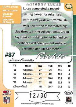 2000 Leaf Rookies & Stars - Longevity #124 Anthony Lucas Back