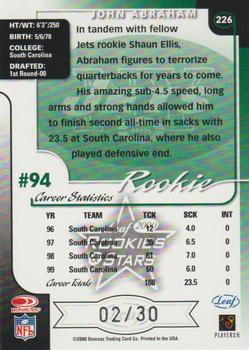 2000 Leaf Rookies & Stars - Longevity #226 John Abraham Back