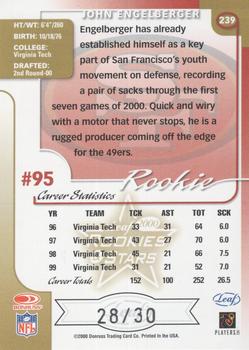 2000 Leaf Rookies & Stars - Longevity #239 John Engelberger Back