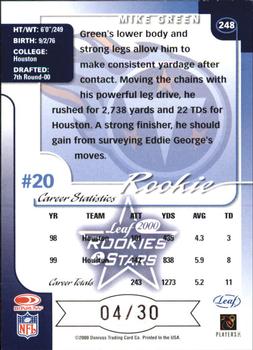 2000 Leaf Rookies & Stars - Longevity #248 Mike Green Back