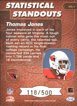 2000 Leaf Rookies & Stars - Statistical Standouts #SS-1 Thomas Jones Back