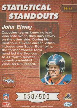 2000 Leaf Rookies & Stars - Statistical Standouts #SS-11 John Elway Back