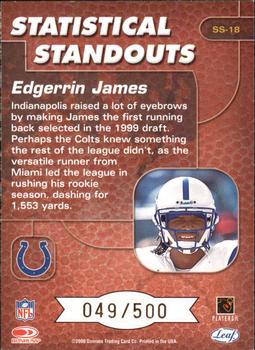 2000 Leaf Rookies & Stars - Statistical Standouts #SS-18 Edgerrin James Back