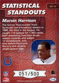 2000 Leaf Rookies & Stars - Statistical Standouts #SS-19 Marvin Harrison Back