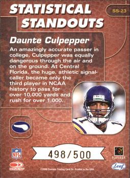 2000 Leaf Rookies & Stars - Statistical Standouts #SS-23 Daunte Culpepper Back