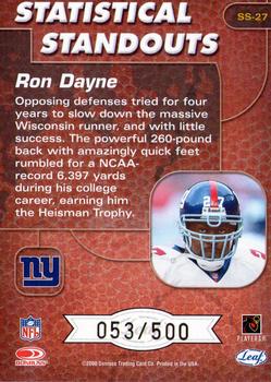 2000 Leaf Rookies & Stars - Statistical Standouts #SS-27 Ron Dayne Back