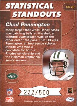 2000 Leaf Rookies & Stars - Statistical Standouts #SS-29 Chad Pennington Back