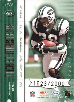 2000 Leaf Rookies & Stars - Ticket Masters #TM20 Chad Pennington / Curtis Martin Back