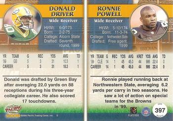 2000 Pacific - Copper #397 Donald Driver / Ronnie Powell Back