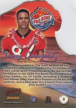 2000 Pacific - Pro Bowl Die Cuts #9 Tony Gonzalez Back