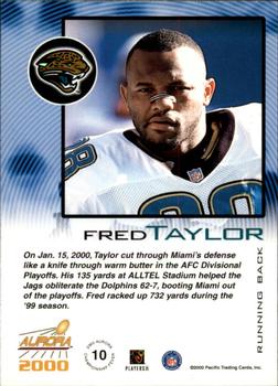 2000 Pacific Aurora - Championship Fever Copper #10 Fred Taylor Back