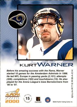 2000 Pacific Aurora - Championship Fever Copper #15 Kurt Warner Back