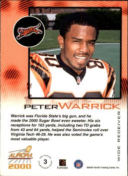 2000 Pacific Aurora - Championship Fever Silver #3 Peter Warrick Back