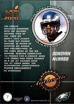 2000 Pacific Aurora - Game Worn Jerseys #7 Donovan McNabb Back