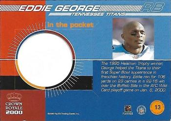 2000 Pacific Crown Royale - In the Pocket #13 Eddie George Back