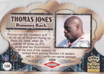2000 Pacific Crown Royale - Rookie Autographs #126 Thomas Jones Back