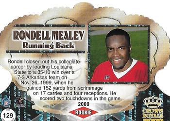 2000 Pacific Crown Royale - Rookie Autographs #129 Rondell Mealey Back