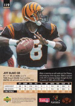 1995 SP #119 Jeff Blake Back