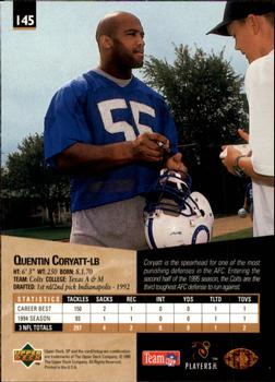 1995 SP #145 Quentin Coryatt Back