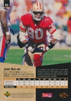 1995 SP #93 Jerry Rice Back