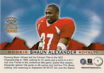 2000 Pacific Crown Royale - Rookie Royalty #1 Shaun Alexander Back
