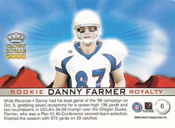 2000 Pacific Crown Royale - Rookie Royalty #6 Danny Farmer Back