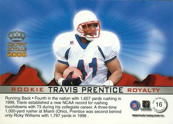 2000 Pacific Crown Royale - Rookie Royalty #16 Travis Prentice Back
