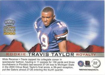 2000 Pacific Crown Royale - Rookie Royalty #22 Travis Taylor Back