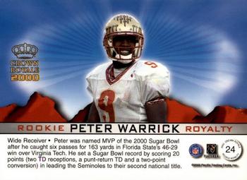 2000 Pacific Crown Royale - Rookie Royalty #24 Peter Warrick Back
