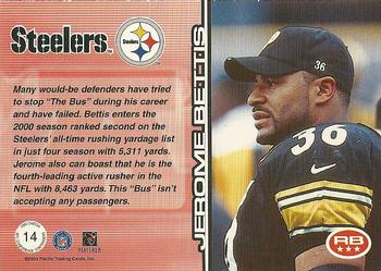 2000 Pacific Omega - AFC Conference Contenders #14 Jerome Bettis Back